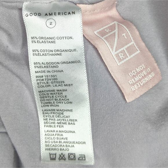 Good American Lettuce Edge Long Sleeve Mock Neck Top Pale Purple Women's 2 / M - Picture 8 of 8